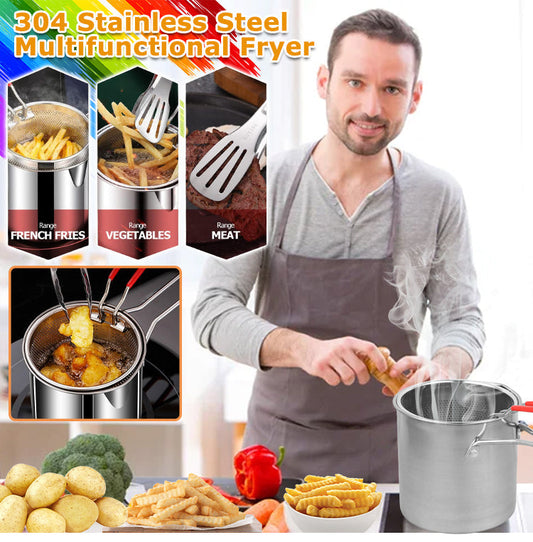 🔥Heißer Verkauf🔥304 Stainless Steel Deep Frying Pot Kitchen Fryer