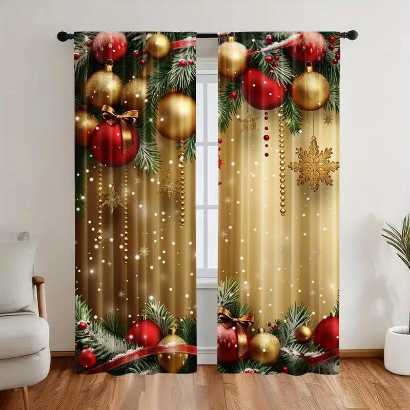 🎄🔥Weihnachtsaktion 50% RABATT🔥Weihnachts-Fenstervorhänge 2-teiliges Set für die Wohnungsdekoration