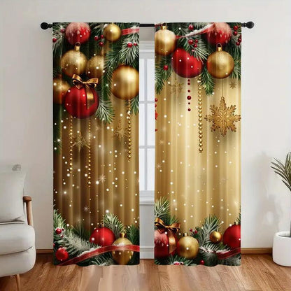 🎄🔥Weihnachtsaktion 50% RABATT🔥Weihnachts-Fenstervorhänge 2-teiliges Set für die Wohnungsdekoration