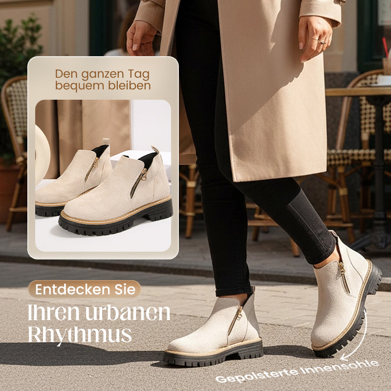 🥾 Damenschuhe trendig und komfortabel, runde Spitze mit Zip 🌟👢