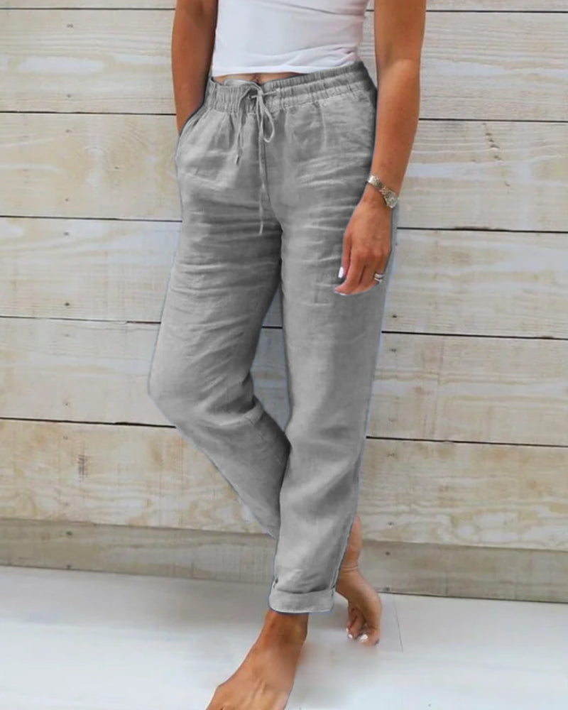 👖 56% RABATT! 🌿 Damenhose aus Baumwolle & Leinen mit Elastischem Bund – Bequem, Atmungsaktiv & Lässiger Look 🥰