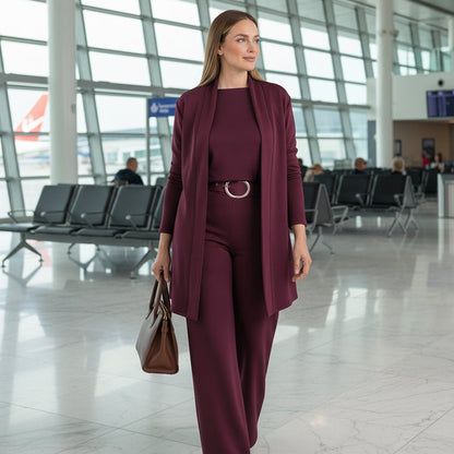 ⏳Zeitlich begrenztes Sonderangebot⏰💃Elegantes 3-teiliges Set bestehend aus langem Cardigan, Oberteil und Hose💞