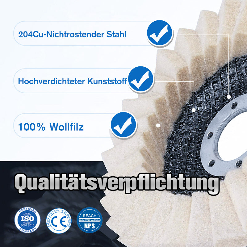 ⚡56 % RABATT !!✨ Wollpolierscheibe für Winkelschleifer – Hochglanz-Spiegelfinish! Langlebig  Vielseitig! 🔧