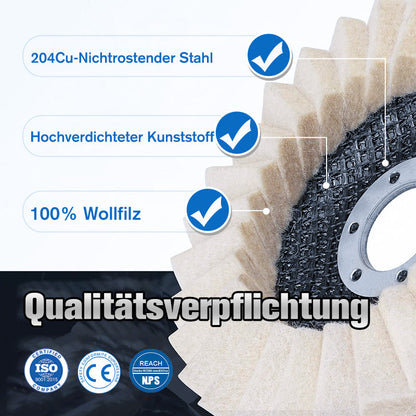 ⚡56 % RABATT !!✨ Wollpolierscheibe für Winkelschleifer – Hochglanz-Spiegelfinish! Langlebig  Vielseitig! 🔧