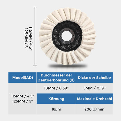 ⚡56 % RABATT !!✨ Wollpolierscheibe für Winkelschleifer – Hochglanz-Spiegelfinish! Langlebig  Vielseitig! 🔧
