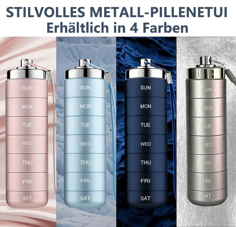🔥🎁Neu: 50 % RABATT🔥Tragbare, wasserdichte Pillendose aus Aluminium für 7 Tage