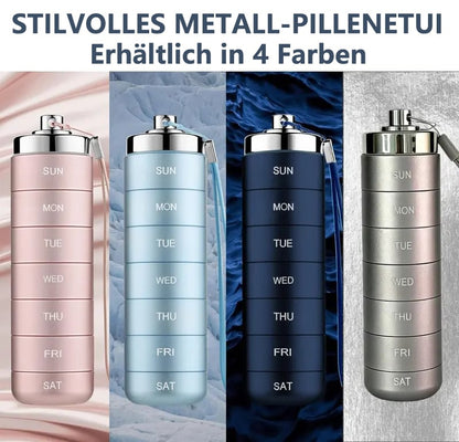 🔥🎁Neu: 50 % RABATT🔥Tragbare, wasserdichte Pillendose aus Aluminium für 7 Tage