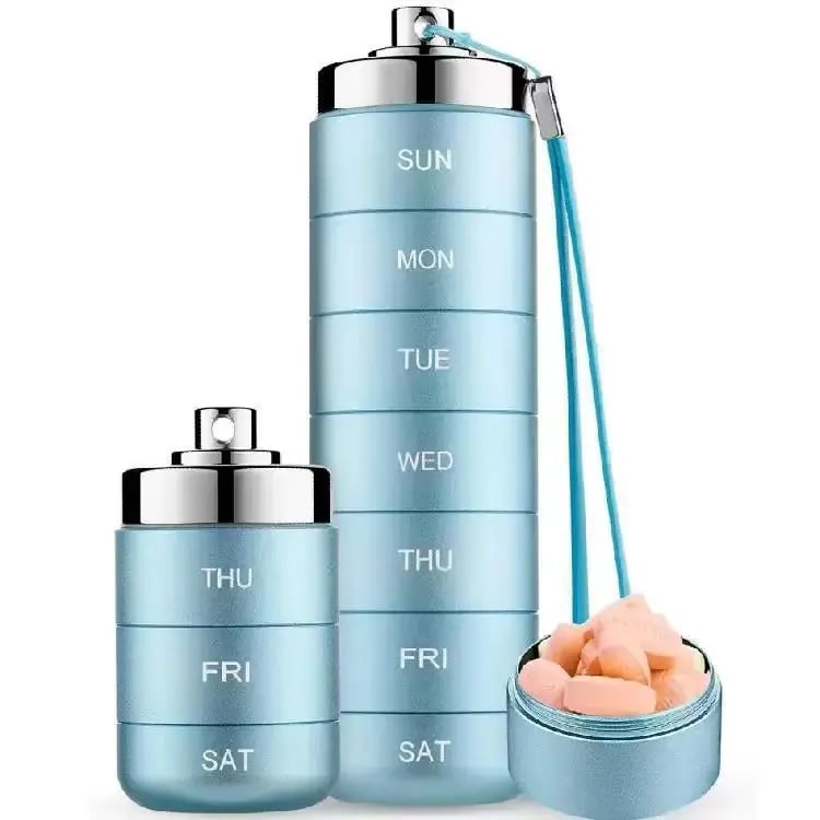 🔥🎁Neu: 50 % RABATT🔥Tragbare, wasserdichte Pillendose aus Aluminium für 7 Tage