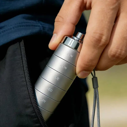 🔥🎁Neu: 50 % RABATT🔥Tragbare, wasserdichte Pillendose aus Aluminium für 7 Tage