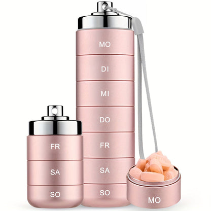 🔥🎁Neu: 50 % RABATT🔥Tragbare, wasserdichte Pillendose aus Aluminium für 7 Tage