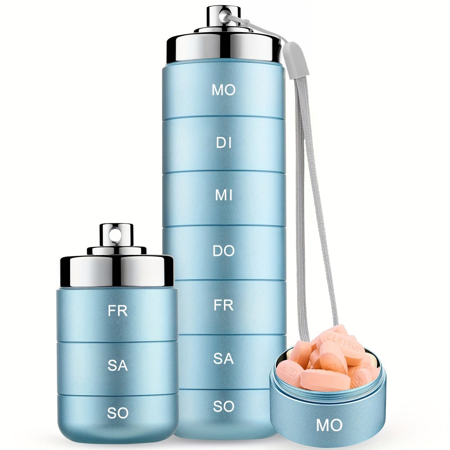 🔥🎁Neu: 50 % RABATT🔥Tragbare, wasserdichte Pillendose aus Aluminium für 7 Tage