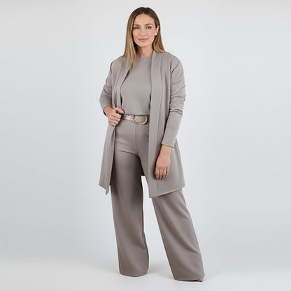 ⏳Zeitlich begrenztes Sonderangebot⏰💃Elegantes 3-teiliges Set bestehend aus langem Cardigan, Oberteil und Hose💞
