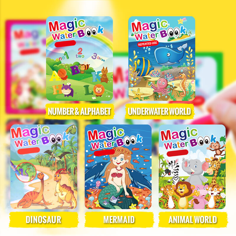 🎨 50% RABATT! ✨ MAGISCHE MALPUZZLE - WASSERFARBBUCH MIT 4 PINSELN, Lernspielzeug für Kinder ab 3 Jahren, Kreatives Beschäftigungsset 🖌️📚