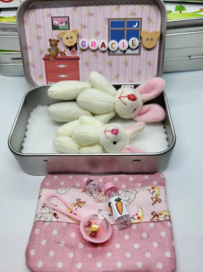 🔥 Bestes Ostergeschenk 50 % RABATT 🎁🐇Niedliche Häschen in einer Konservendose – Mutter und Babykaninchen