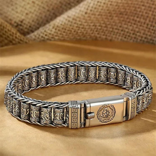 📢📢52 % Rabatt!! ⏰💎 Tibetisches Gebetsmühlen-Armband – 925er Sterlingsilber, Glücksbringer & Valentinstagsgeschenk
