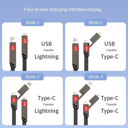 Geflochtenes 4-in-1-Ladekabel ohne Verwicklungen✨