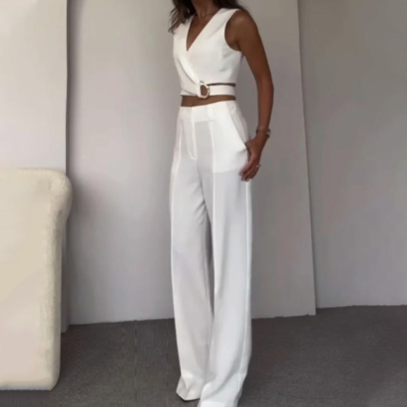 💕Hot Sale - Kostenloser Versand💕Damen 2 Stück Outfits Crop Vest & Wide Leg Pants