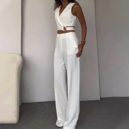 💕Hot Sale - Kostenloser Versand💕Damen 2 Stück Outfits Crop Vest & Wide Leg Pants