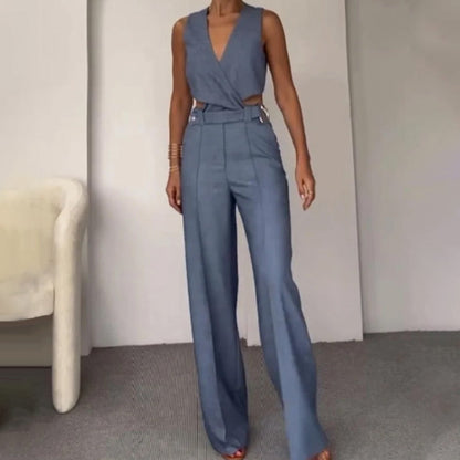 💕Hot Sale - Kostenloser Versand💕Damen 2 Stück Outfits Crop Vest & Wide Leg Pants