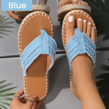 Sommer Fluffing Canvas Flach Flip Flop