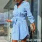💥Zeitlich begrenzt 57 % RABATT 💕Trendy einfarbiges Hemdblusenkleid mit Bindegürtel für Damen