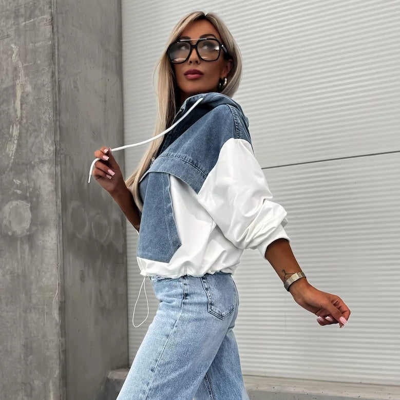 🔥HEISSER VERKAUF 42% - Damen-Jeansjacke mit Kapuze und Kordelzug