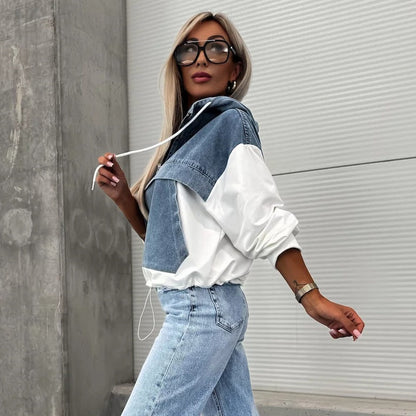 🔥HEISSER VERKAUF 42% - Damen-Jeansjacke mit Kapuze und Kordelzug
