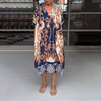 🌺Time-limited Special🔥 69% OFF!!🔥Printed V Neck Loose Midi Dress
