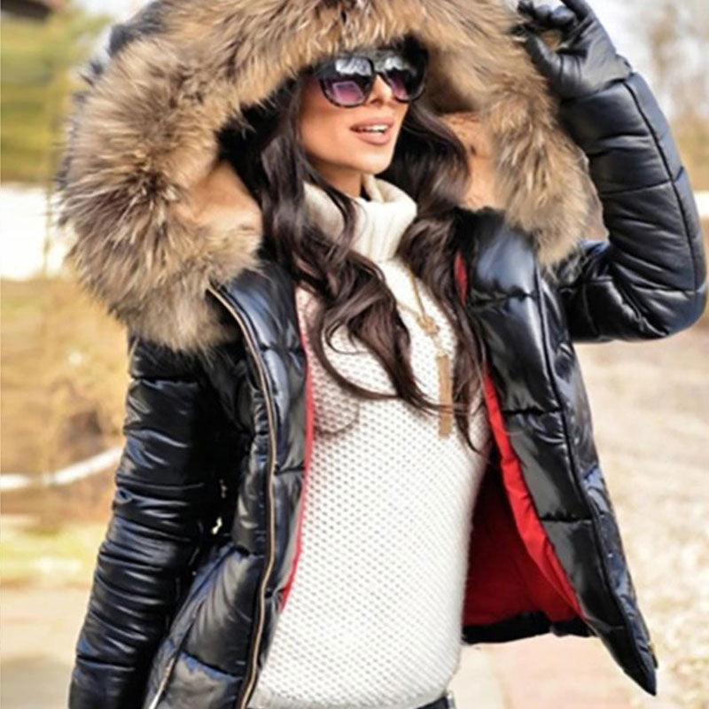 ❄️☃️Winter Special Offer-🔥🔥Damen lässige warme große Pelzkragen Kapuzenjacke