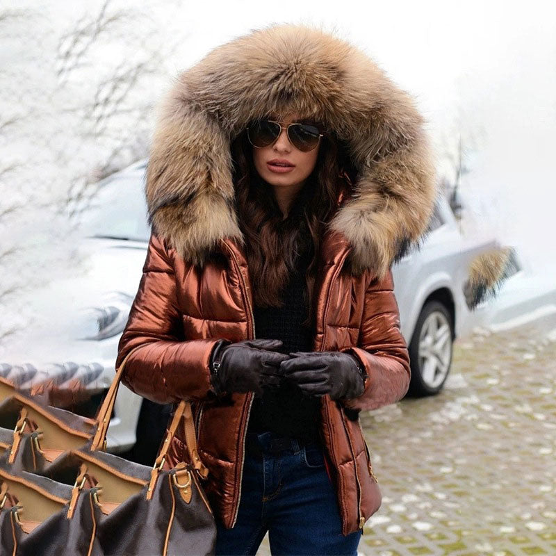 ❄️☃️Winter Special Offer-🔥🔥Damen lässige warme große Pelzkragen Kapuzenjacke