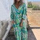 🌟🏖️Neu für den Frühling🌹👉Bohemian Maxikleid mit V-Ausschnitt und abstraktem Print für Damen👗🦋