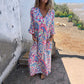 🌟🏖️Neu für den Frühling🌹👉Bohemian Maxikleid mit V-Ausschnitt und abstraktem Print für Damen👗🦋