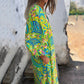 🌟🏖️Neu für den Frühling🌹👉Bohemian Maxikleid mit V-Ausschnitt und abstraktem Print für Damen👗🦋