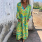 🌟🏖️Neu für den Frühling🌹👉Bohemian Maxikleid mit V-Ausschnitt und abstraktem Print für Damen👗🦋