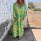 🌟🏖️Neu für den Frühling🌹👉Bohemian Maxikleid mit V-Ausschnitt und abstraktem Print für Damen👗🦋