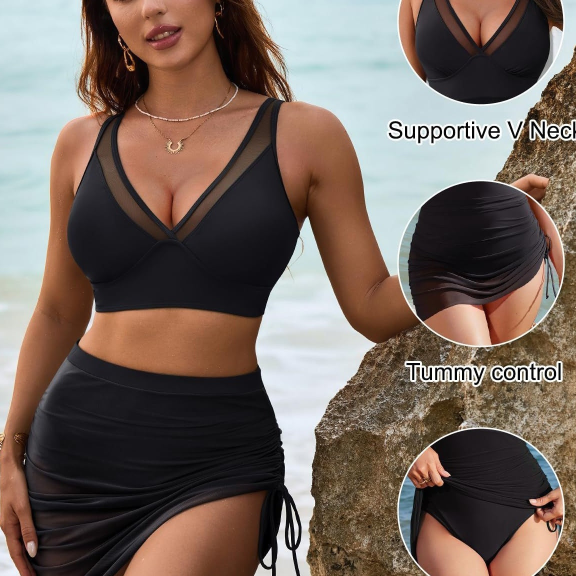 👙 56% RABATT! ☀️ Hochtaillierte Bikini-Sets mit Schwimmrock – Bauchfrei, Schnelltrocknend & Bequeme Passform 🏖️