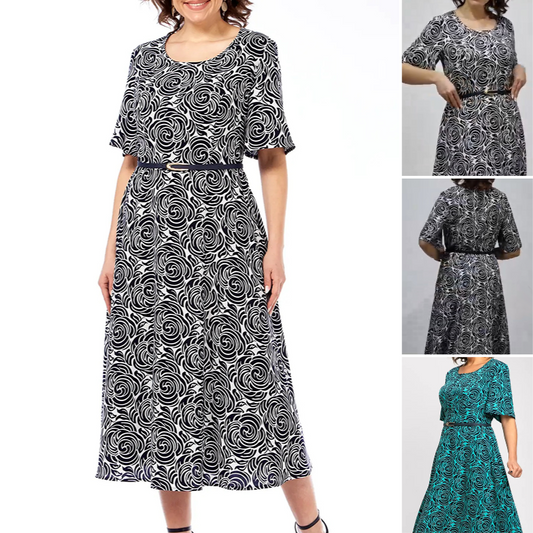 2025 Neues elegantes extra langes Kleid mit Gürtel und Prints💥💥Befristetes Angebot: 50% Rabatt auf Bestellungen