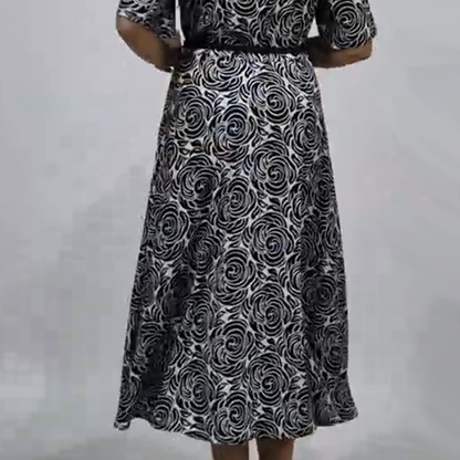 2025 Neues elegantes extra langes Kleid mit Gürtel und Prints💥💥Befristetes Angebot: 50% Rabatt auf Bestellungen