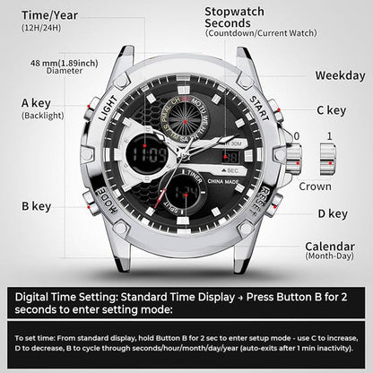 Multifunktionelle wasserdichte Herrenuhr mit Leuchtmasse