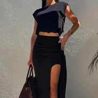 🌸 50% Rabatt auf neue Produkte 💖 Elegantes hochgeschlitztes Oberteil und Neckholder-Rock für Frauen