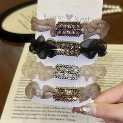 4PCS Elegant Rhinestone Elastic Hair Ties（50% OFF）