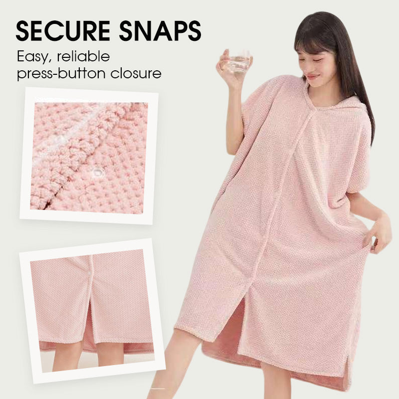 Women's Cosy Hooded Textured Grid Bademantel (50% RABATT)