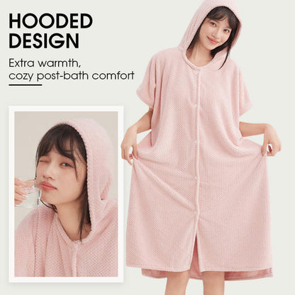 Women's Cosy Hooded Textured Grid Bademantel (50% RABATT)