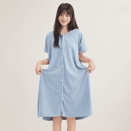 Women's Cosy Hooded Textured Grid Bademantel (50% RABATT)