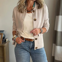 Damen Freizeitjacke in Unifarbe mit Umlegekragen