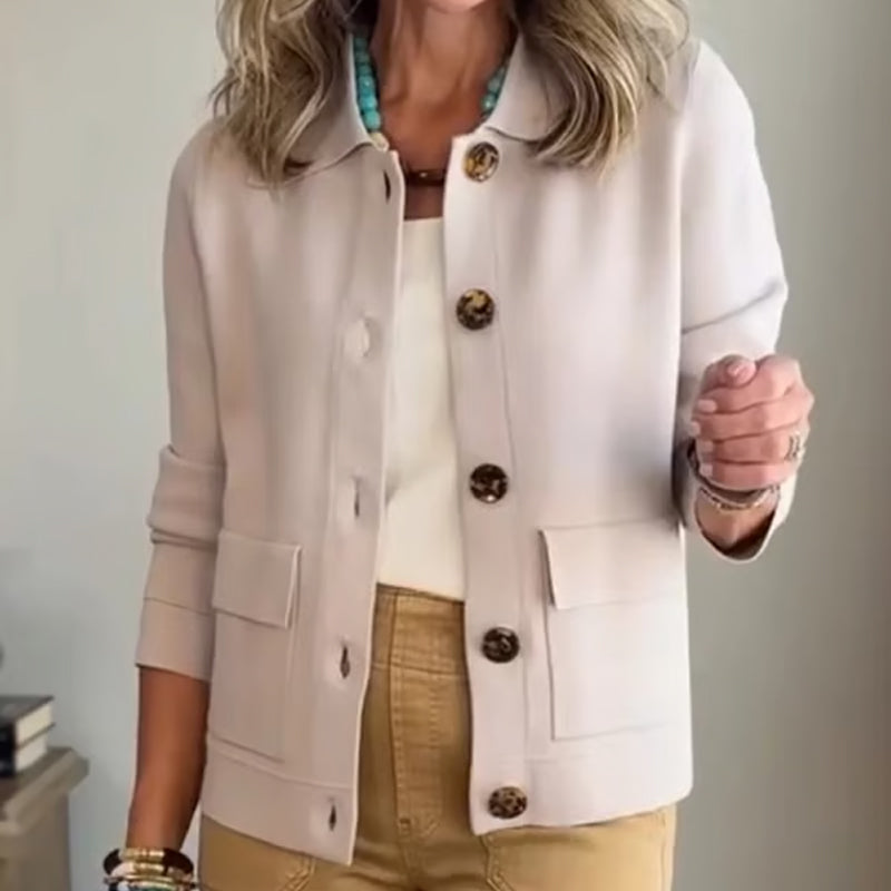 Damen Freizeitjacke in Unifarbe mit Umlegekragen