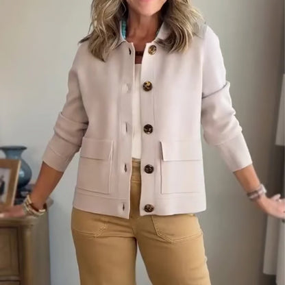 Damen Freizeitjacke in Unifarbe mit Umlegekragen