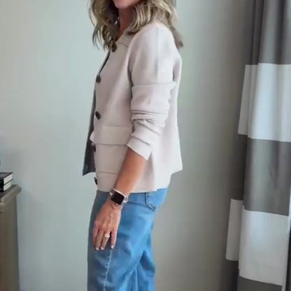 Damen Freizeitjacke in Unifarbe mit Umlegekragen