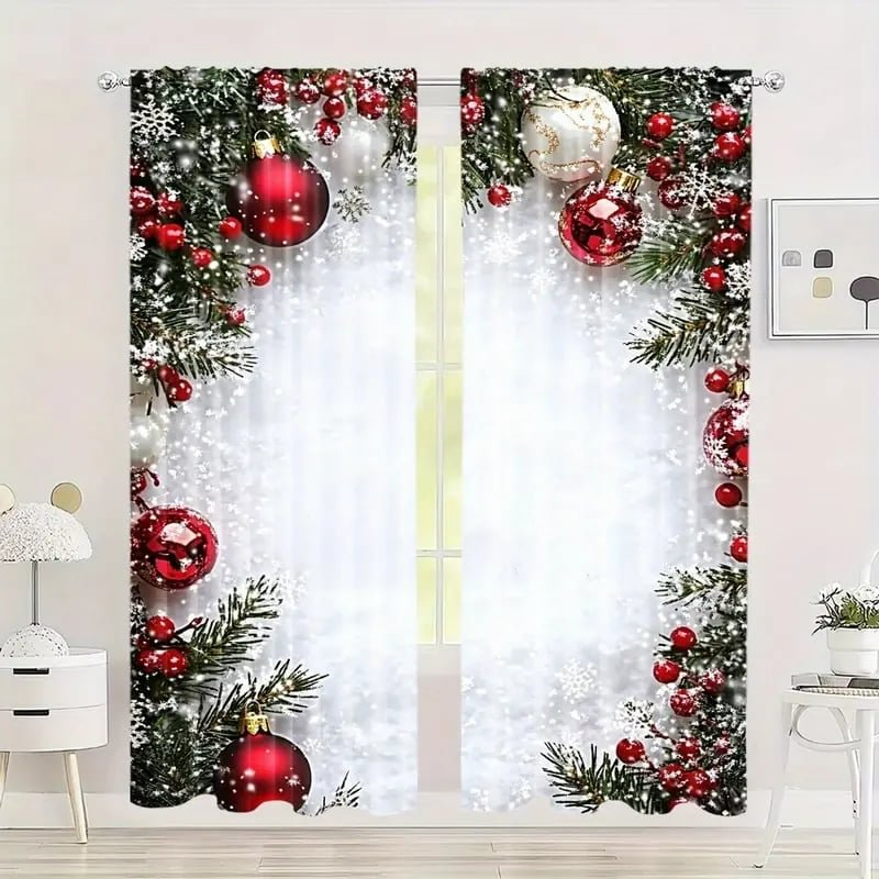 🎄🔥Weihnachtsaktion 50% RABATT🔥Weihnachts-Fenstervorhänge 2-teiliges Set für die Wohnungsdekoration