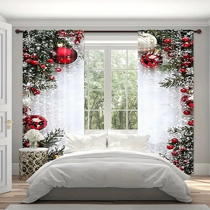 🎄🔥Weihnachtsaktion 50% RABATT🔥Weihnachts-Fenstervorhänge 2-teiliges Set für die Wohnungsdekoration